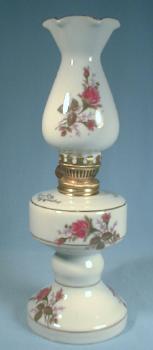 Japan Lefton MOSS ROSE Mini Oil Lamp - Vintage Porcelain Lighting