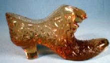 glass Daisy & Button with CAT Amber Glass SHOE or BOOT
