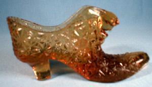 glass Daisy & Button with CAT Amber Glass SHOE or BOOT