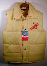 SUNGLO Juice Advertising Vest - New with Tag ~ 100% Polyester Fiberfill XL - Vintage Advertising Premium NEW unused