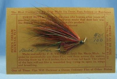 old Hand Tied Fly Fishing Lure - SNORTING BUCK - Trout Bass Salmon Rainbow Fish Bait - Vintage sporting