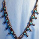 Turquoise SQUASH BLOSSOM Necklace - Antique Ethnographic Silver Jewelry - Native American