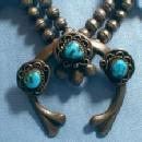 Turquoise SQUASH BLOSSOM Necklace - Antique Ethnographic Silver Jewelry - Native American