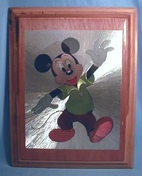Mickey Mouse Plaque - Vintage Walt Disney Wooden Plaque with Foil Backed Print