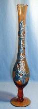 Amber Glass Bud Vase with Silver or Pewter Overlay Decoration