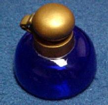 COBALT INKWELL with Brass hinged lid - Glass