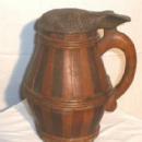 Stayed & Hooped Wooden Tankard - Antique Primitive Barrel Shape