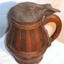 Stayed & Hooped Wooden Tankard - Antique Primitive Barrel Shape