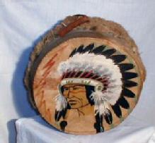 Native American Indian Drum - Antique Hand Painted Ethnographic