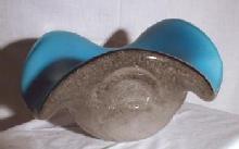 Italian Murano Monumental Venini Art Glass Bowl -Sky Blue with Gold Leaf - Antique Italian Art Glass