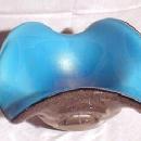 Italian Murano Monumental Venini Art Glass Bowl -Sky Blue with Gold Leaf - Antique Italian Art Glass