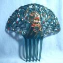 Jewelry Celluloid Rhinestone Hair Comb - Unusual King Tut Design vintage