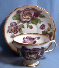 Purple Flower Cup and Saucer - Rosina Pottery Porcelain