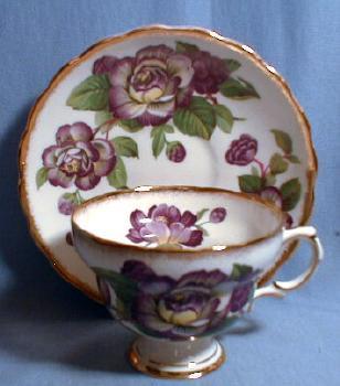 Purple Flower Cup and Saucer - Rosina Pottery Porcelain