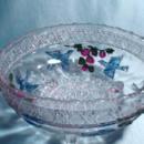 Indiana Glass BIRD & STRAWBERRY Large Glass Bowl with Original Paint - Footed Fruit or Salad Bowl - Early American Glass