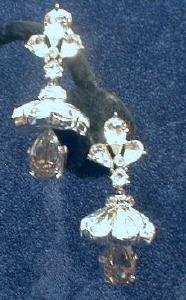 Jewelry Signed Trifari BALLERINA Rhinestone Earrings - Vintage Costume Jewelry