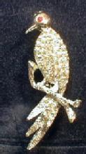 Jewelry Tropical Bird Brooch - Vintage Rhinestone Pin- Custome Jewelry