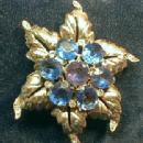 Jewelry Oversize Royal Blue and Amethyst Color Brooch - Vintage Costume Jewelry Pin