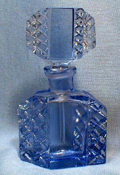 Czech Perfume Bottle - Original Rich Peacock Blue - Vintage Antique Signed Czechoslovakia Glass