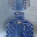 Czech Perfume Bottle - Original Rich Peacock Blue - Vintage Antique Signed Czechoslovakia Glass