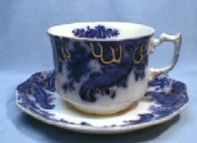 ARGYLE FLow Blue Cup and Saucer - Pottery WH Grindley Porcelain