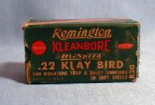 old Remington KLEANBORE .22 KLAY BIRD Rifle Shell Box - Vintage Sporting