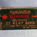 old Remington KLEANBORE .22 KLAY BIRD Rifle Shell Box - Vintage Sporting