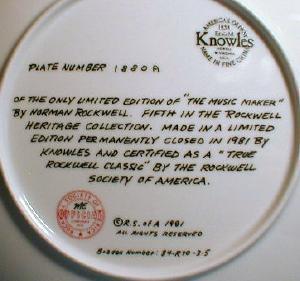 Norman Rockwell Plate THE MUSIC MAKER Limited Edition Porcelain Plate