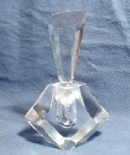 Faceted Lead Crystal Perfume Glass Bottle - Paperweight Art Glass Parfum