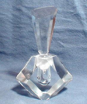 Faceted Lead Crystal Perfume Glass Bottle - Paperweight Art Glass Parfum