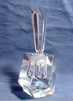 Faceted Lead Crystal Perfume Glass Bottle - Paperweight Art Glass Parfum