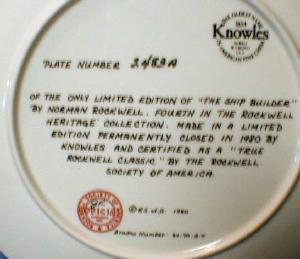Limited edition Norman Rockwell THE SHIP BUILDER - Limited Edition Porcelain Plate