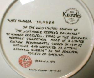 Limited Norman Rockwell THE LIGHT KEEPERS DAUGHTER - Limited Edition Collector Plate