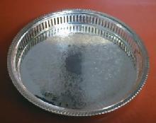 vintage Silverplate Vanity/Perfume Tray - LR Silver Pierced Rim Tray