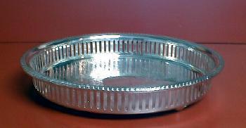 vintage Silverplate Vanity/Perfume Tray - LR Silver Pierced Rim Tray