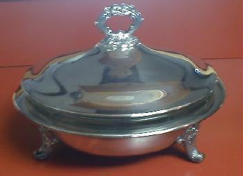 old Silverplate Covered Serving Dish - Vintage Large Casserole Size
