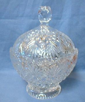glass Lead Crystal Covered Candy Dish - LARGE Glass Compote