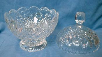 glass Lead Crystal Covered Candy Dish - LARGE Glass Compote