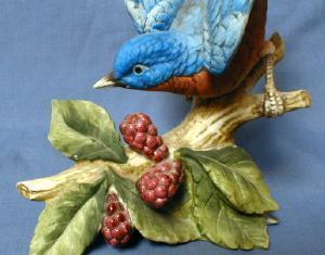 Lefton BLUEBIRD Figurine - Vintage Bisque Porcelain