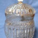 Cut Glass Tobacco Humidor - Vintage Zipper Pattern with Gold Accent - tobacciana