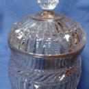 Cut Glass Tobacco Humidor - Vintage Zipper Pattern with Gold Accent - tobacciana
