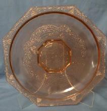 Depression Era Glass Serving Plate Charger Platter - Pink Lacy Pattern