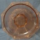 Depression Era Glass Serving Plate Charger Platter - Pink Lacy Pattern
