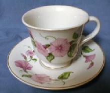 Morning Glory Cup and Saucer - Vintage Pottery porcelain