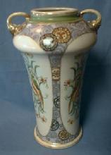Nippon Pottery Porcelain Vase - PARROTS - Art Deco era