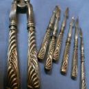 vintage English Silver Nut Cracker with 6 Matching Picks - Antique Metalware