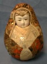 old vintage Porcelain Face Oriental Roly Poly Doll - toy