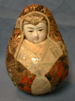 old vintage Porcelain Face Oriental Roly Poly Doll - toy