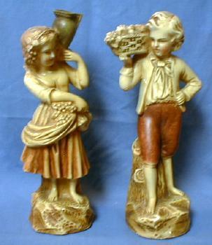 old vintage Pair of Colonial Figurines - Chalkware by NEW