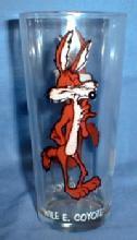 old vintage WILE E. COYOTE Cartoon character Tumbler - Pepsi 1973 Advertising Promotion glass